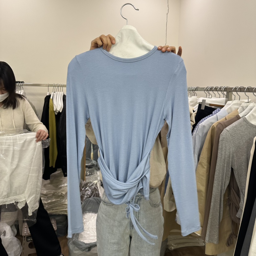 AGO東大門代購女裝新品職業真品25春夏休閑人氣時尚長袖T恤AGO長袖T恤圖色3