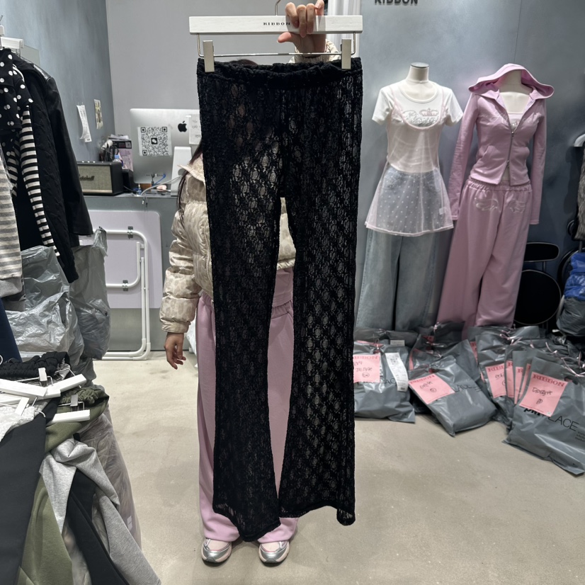 RIBBON東大門實拍女士新品真品休閑時尚人氣休閑褲喇叭蕾絲RIBBON休閑褲圖色2
