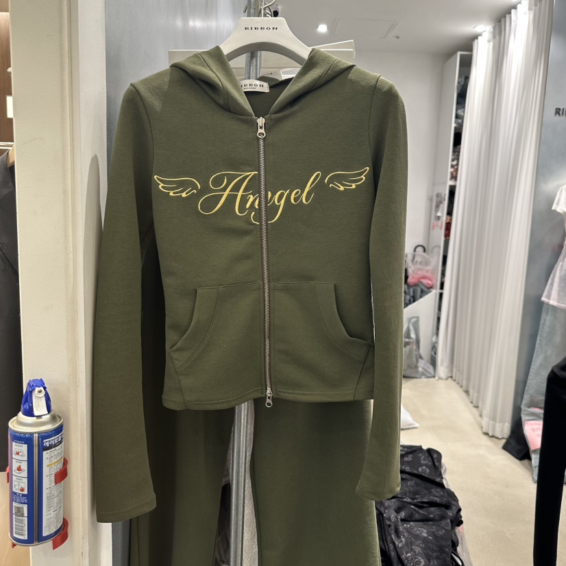 RIBBON東大門代購女士新品職業時尚人氣真品熱賣衛衣拉鏈連帽RIBBON衛衣圖色2