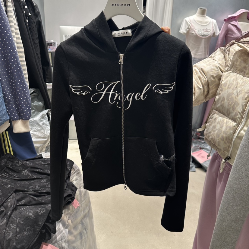 RIBBON東大門代購女士新品職業時尚人氣真品熱賣衛衣拉鏈連帽RIBBON衛衣圖色3
