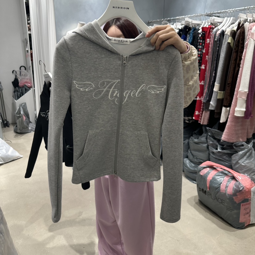 RIBBON東大門代購女士新品職業時尚人氣真品熱賣衛衣拉鏈連帽RIBBON衛衣圖色4