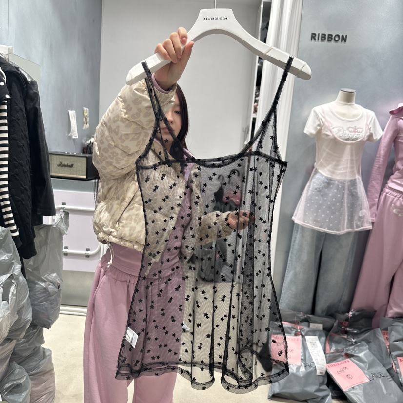 RIBBON東大門直郵女士新品熱賣真品推薦人氣25春夏連衣裙透視RIBBON連衣裙圖色2