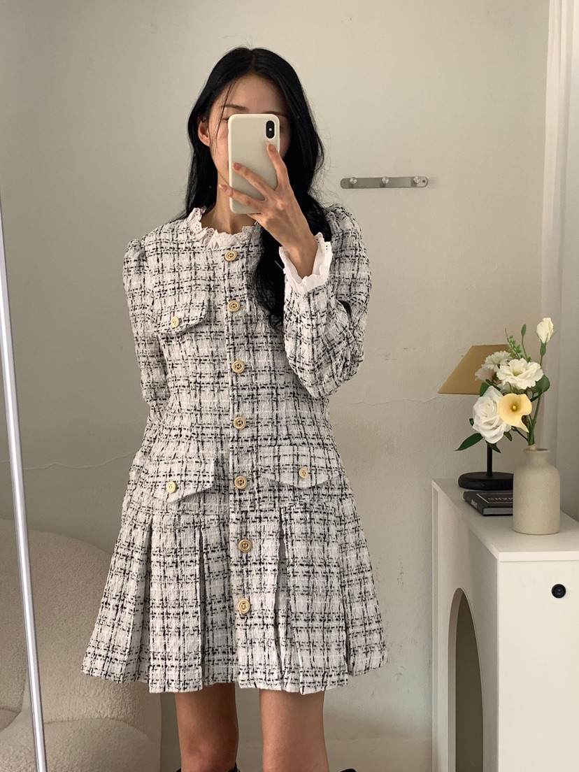 RED-J-레드.J-T韓國直郵㊣女裝新品人氣休閑連衣裙粗花呢RED-J連衣裙