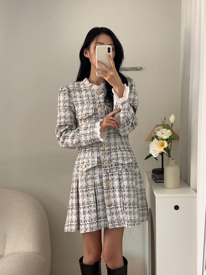 RED-J-레드.J-T韓國直郵㊣女裝新品人氣休閑連衣裙粗花呢RED-J連衣裙圖色2