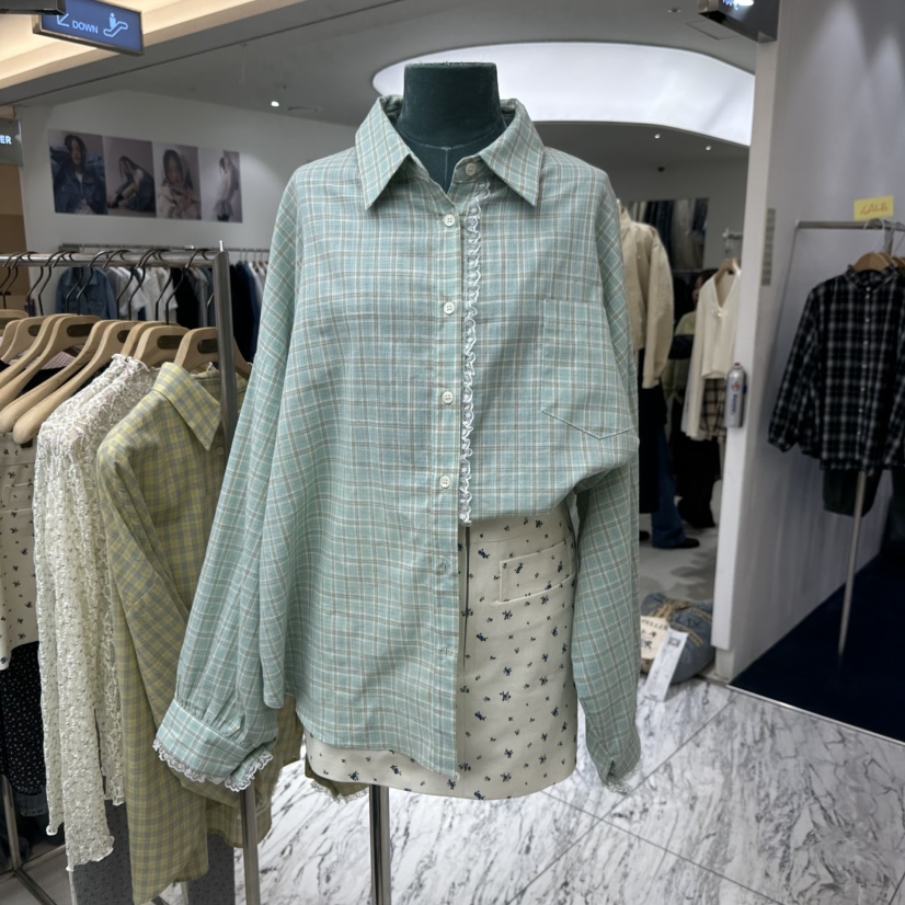 FORMING-P韓國直郵㊣東大門實拍女裝新品25春夏襯衫蕾絲衫格紋FORMING襯衫/蕾絲衫圖色2