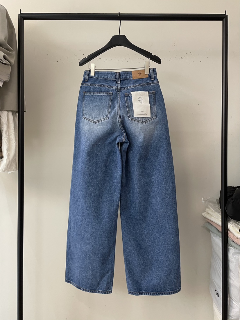 OBJET直郵韓國代購㊣女裝新品推薦時尚休閑熱賣職業25春夏牛仔褲love us u/OBJET牛仔褲