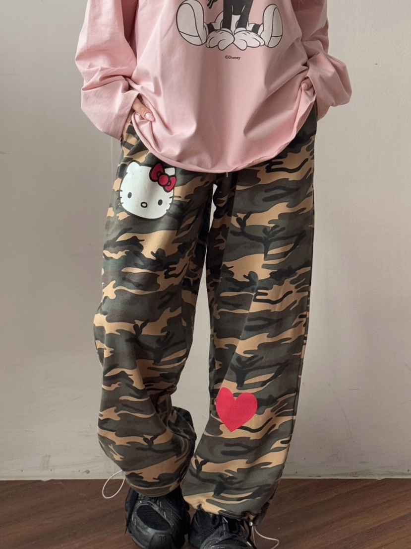 TOLL韓國㊣直郵東大門代購女裝新品人氣時尚休閑休閑褲迷彩TOLL休閑褲