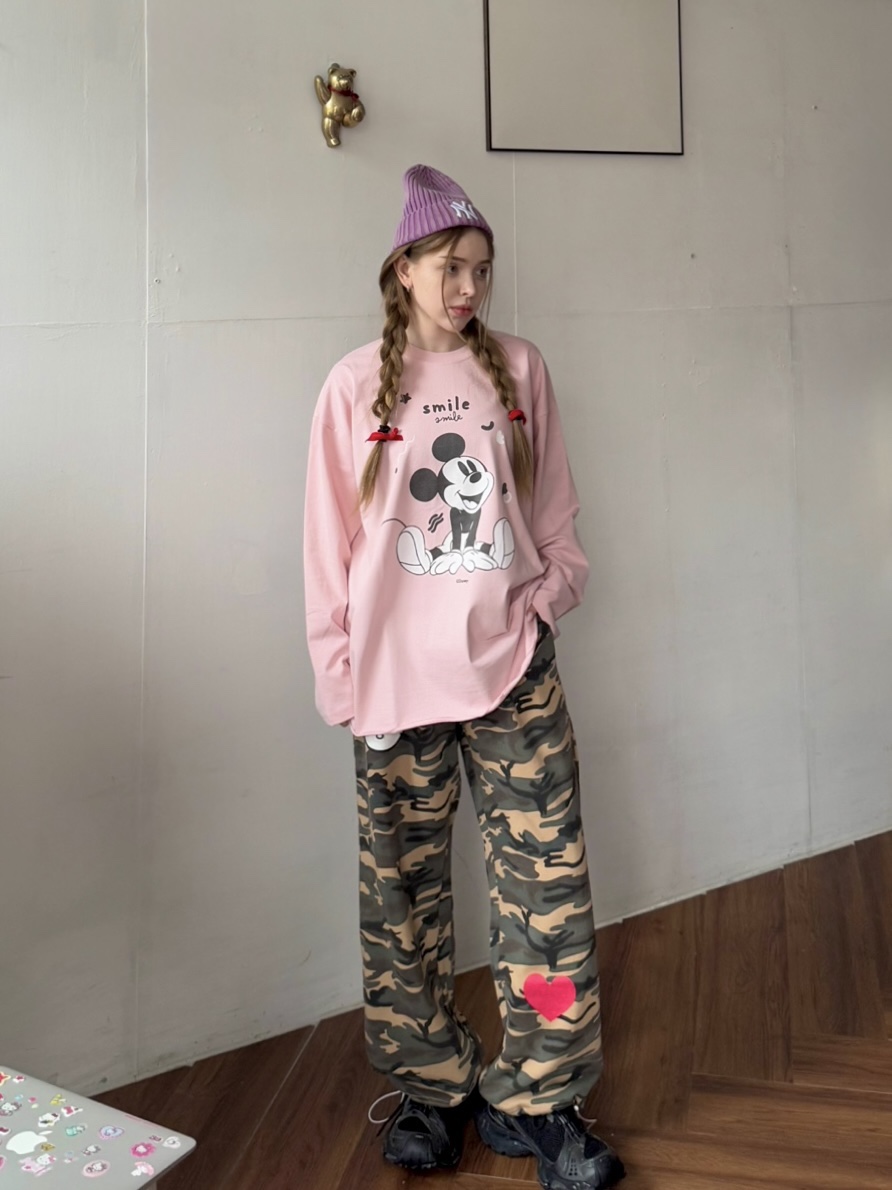 TOLL韓國㊣直郵東大門代購女裝新品人氣時尚休閑休閑褲迷彩TOLL休閑褲
