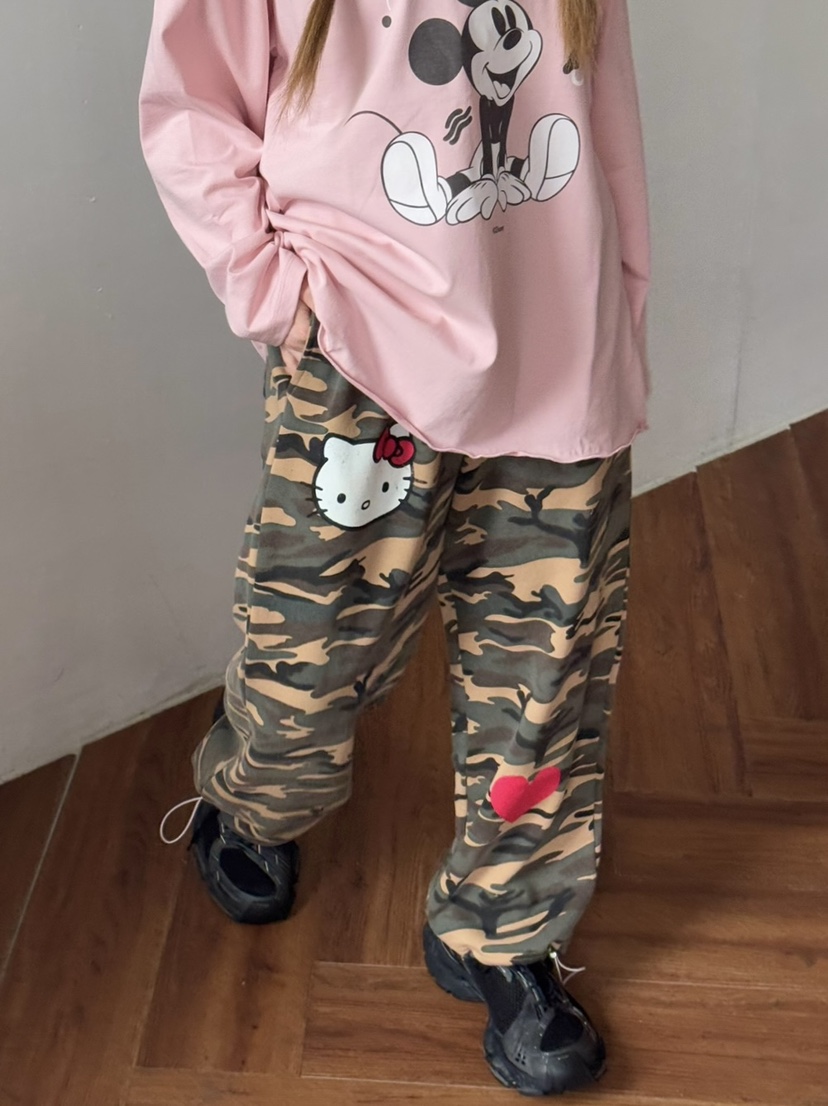 TOLL韓國㊣直郵東大門代購女裝新品人氣時尚休閑休閑褲迷彩TOLL休閑褲