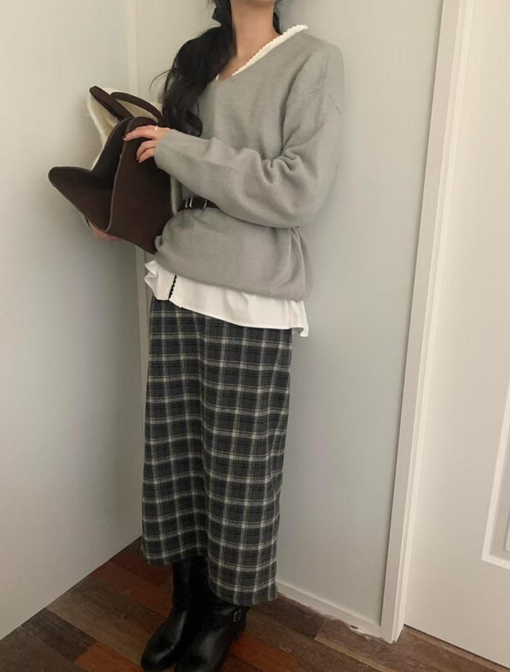 HIDEWAY韓國㊣直郵東大門代購女裝新款時尚半身裙中短裙羊毛HIDEWAY半身裙/中短裙圖色2