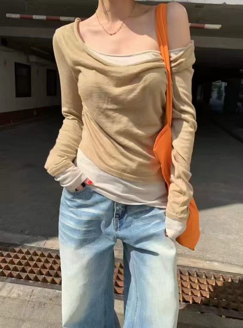 IN A ROW韓國㊣直郵東大門代購女裝新款職業推薦休閑長袖T恤IN A ROW長袖T恤圖色3