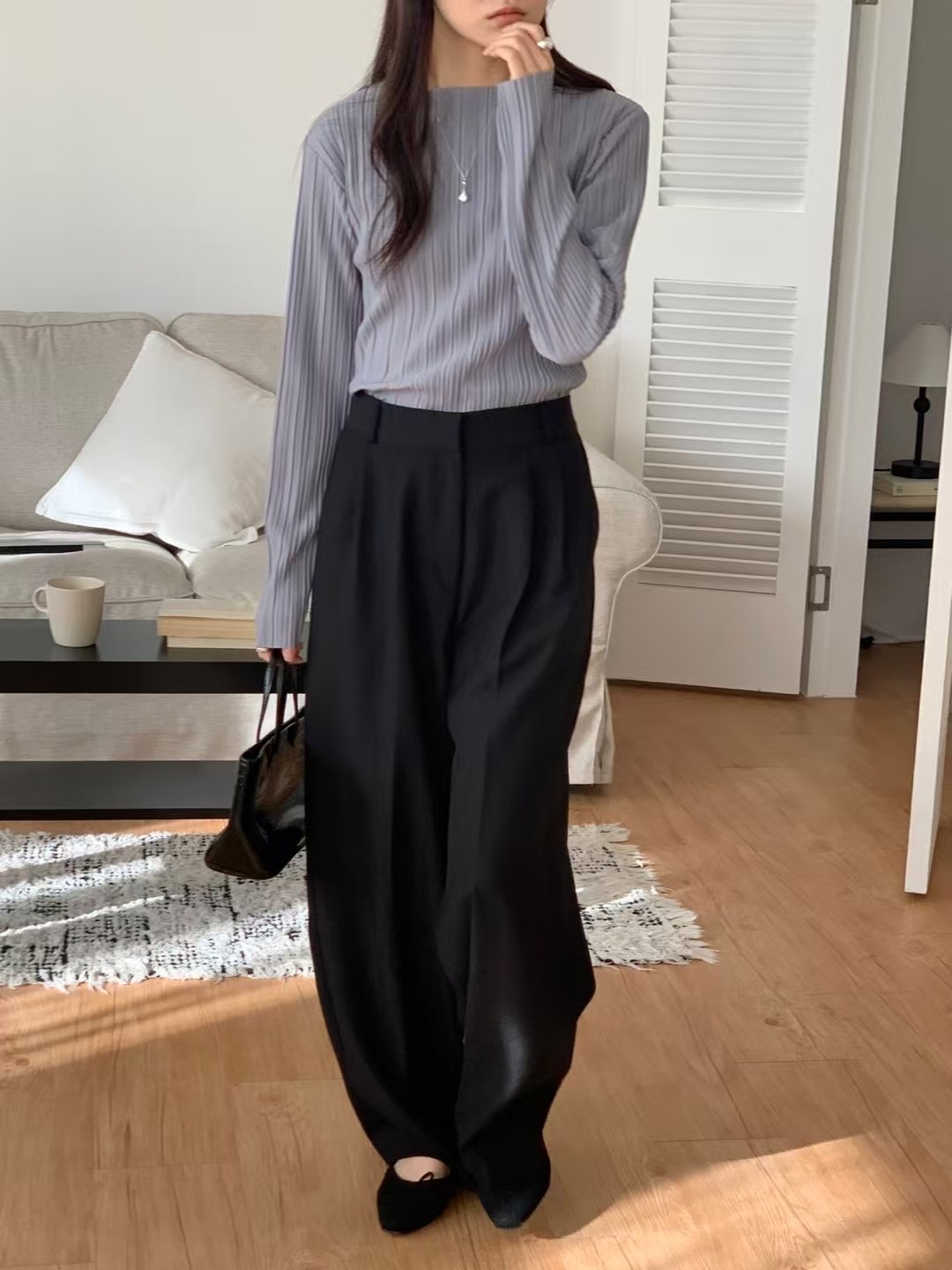 HIDEWAY韓國㊣直郵東大門代購女裝新款25春夏職業時尚長袖T恤HIDEWAY長袖T恤