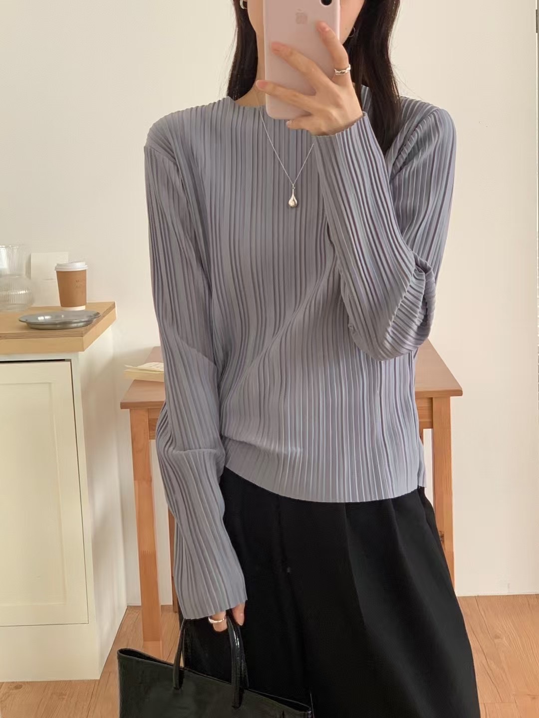 HIDEWAY韓國㊣直郵東大門代購女裝新款25春夏職業時尚長袖T恤HIDEWAY長袖T恤