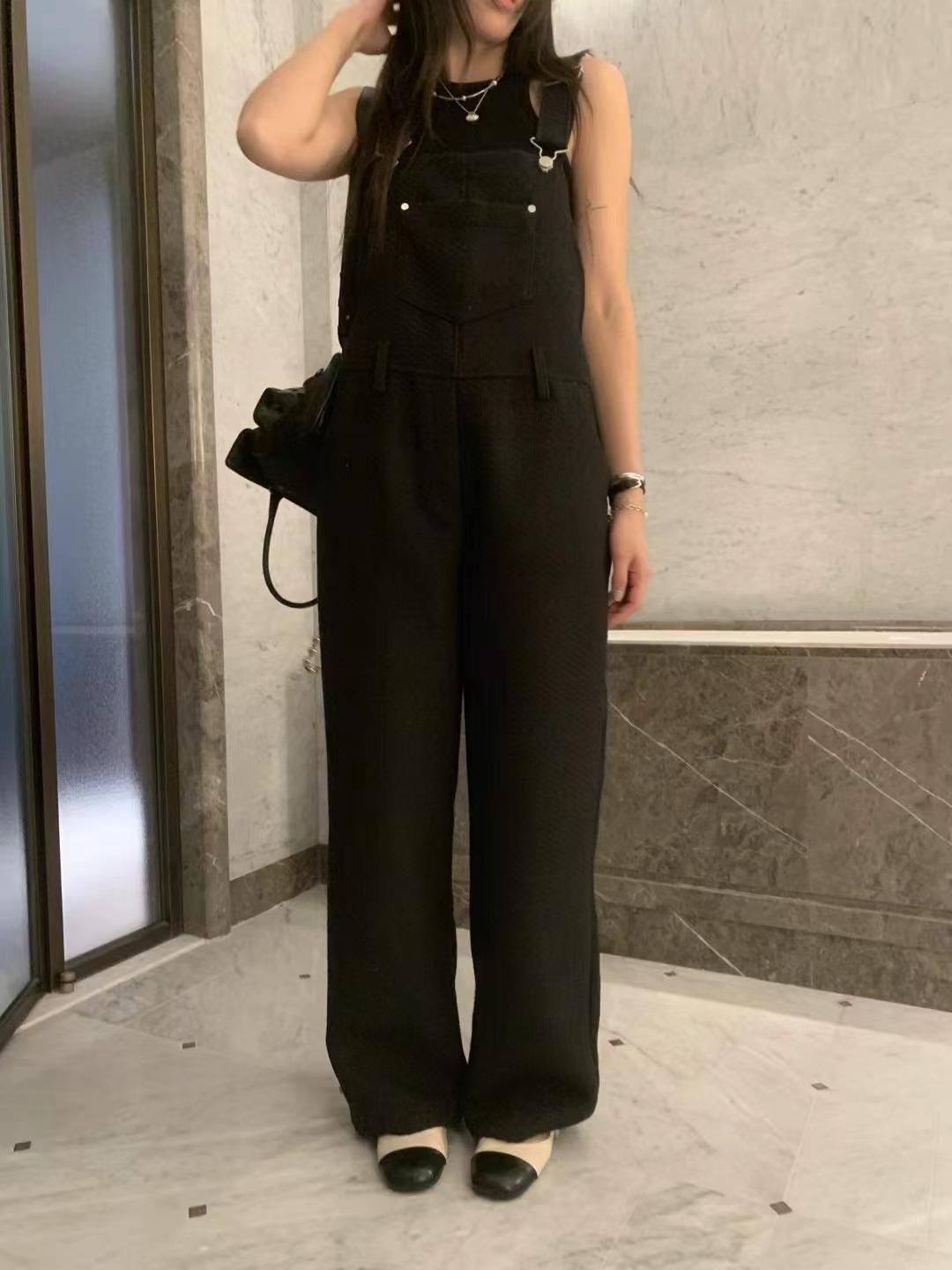 ONDA直郵韓國代購㊣女裝新品熱賣25春夏背帶褲工裝褲粗花呢ONDA背帶褲圖色2