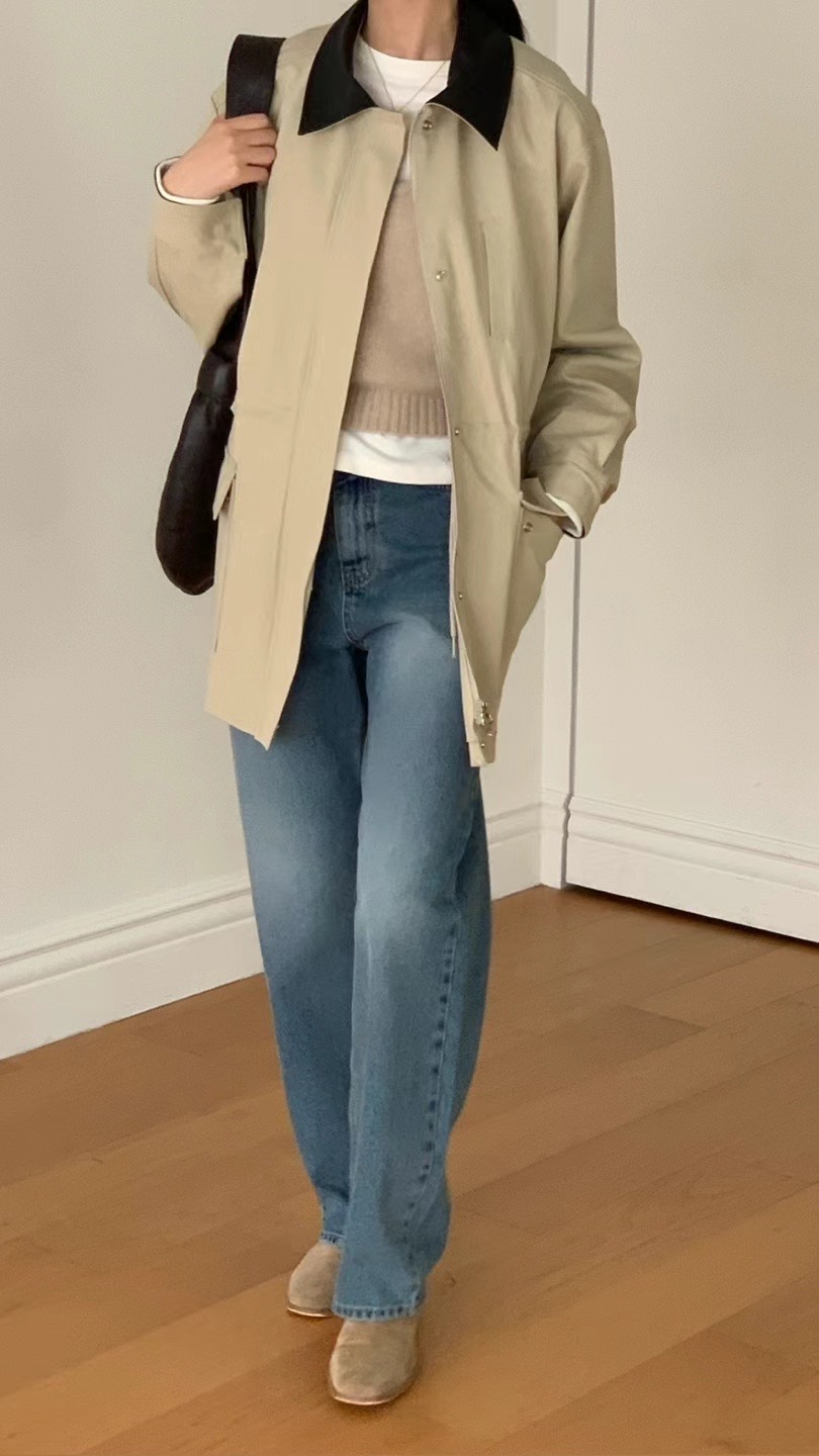 FLAT WHITE東大門實拍女士新品人氣25春夏真品職業熱賣牛仔褲FLAT WHITE牛仔褲