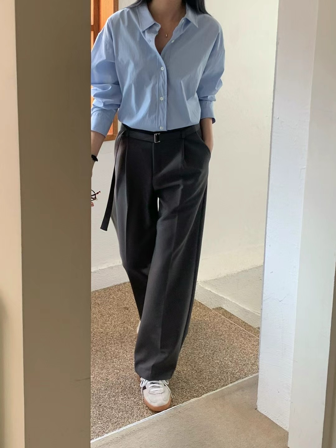 FLAT WHITE韓國直郵女裝新品真品人氣時尚25春夏休閑休閑褲FLAT WHITE休閑褲