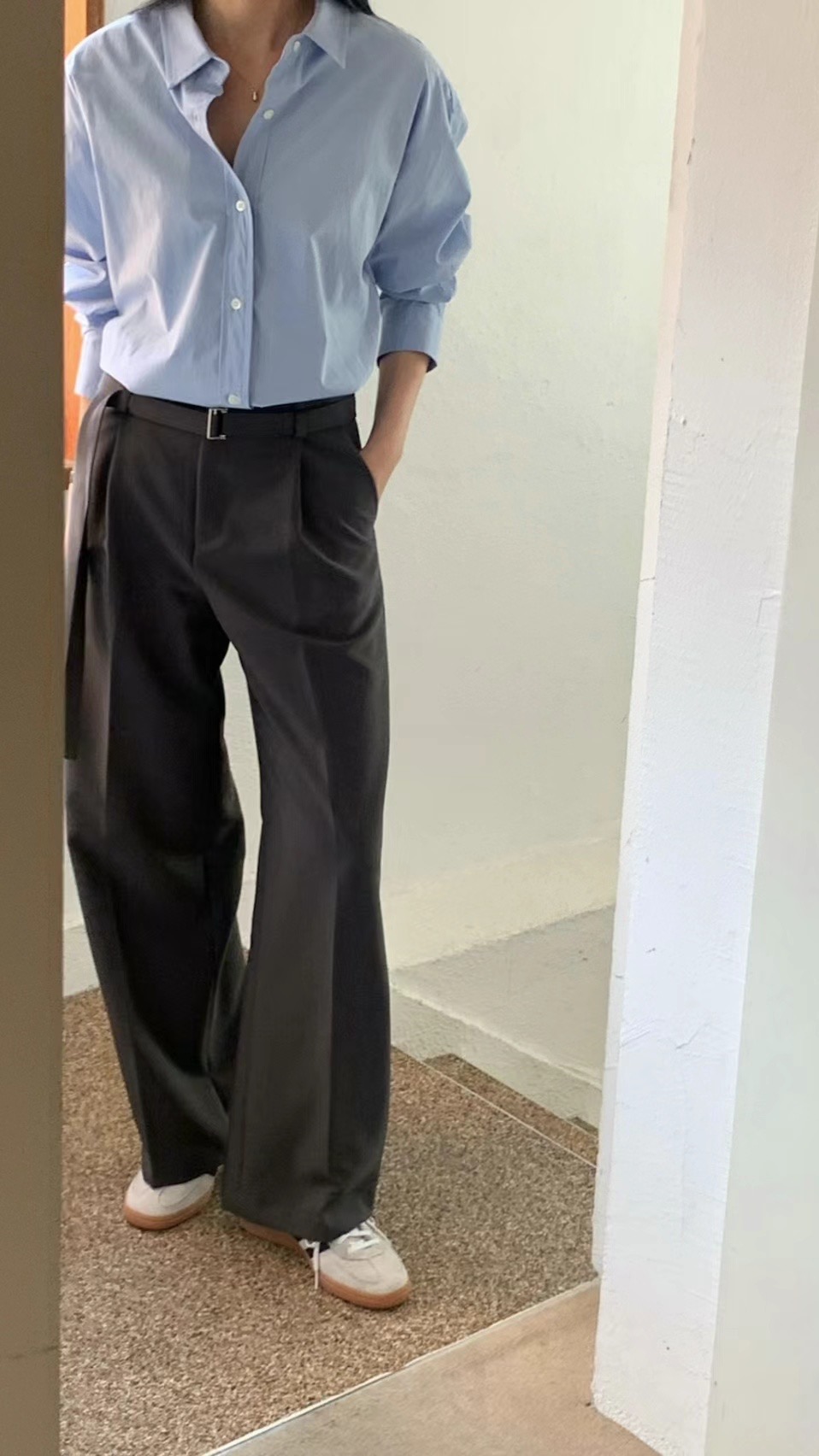 FLAT WHITE韓國直郵女裝新品真品人氣時尚25春夏休閑休閑褲FLAT WHITE休閑褲