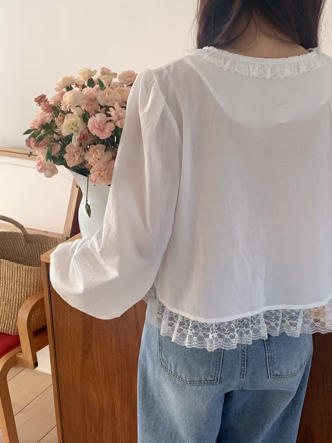 MELMEONT東大門代購女裝新品25春夏休閑時尚人氣襯衫蕾絲衫MELMEONT襯衫/蕾絲衫