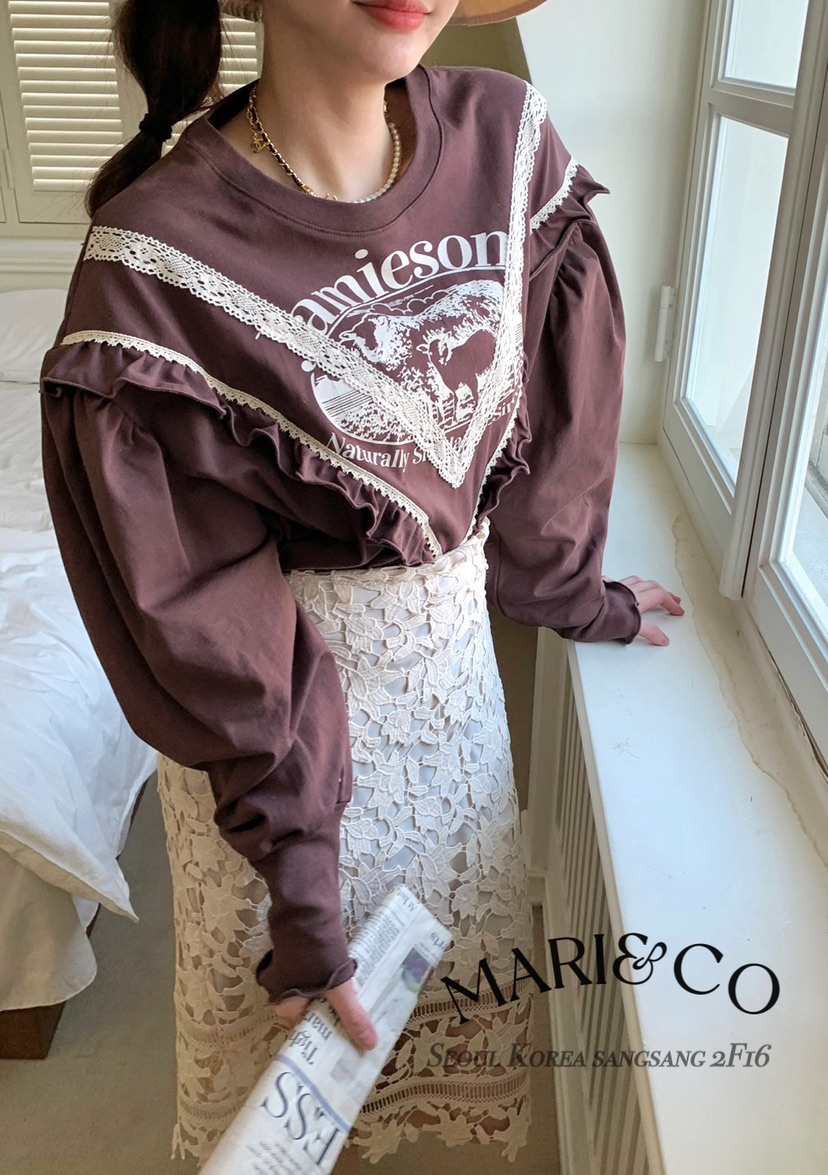 MARI CO韓國㊣直郵東大門代購女裝新品熱賣休閑25春夏長袖T恤MARI CO長袖T恤