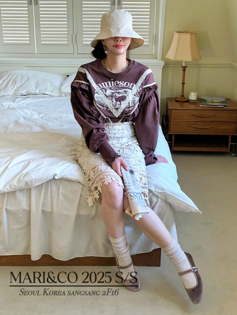 MARI CO韓國㊣直郵東大門代購女裝新品熱賣休閑25春夏長袖T恤MARI CO長袖T恤