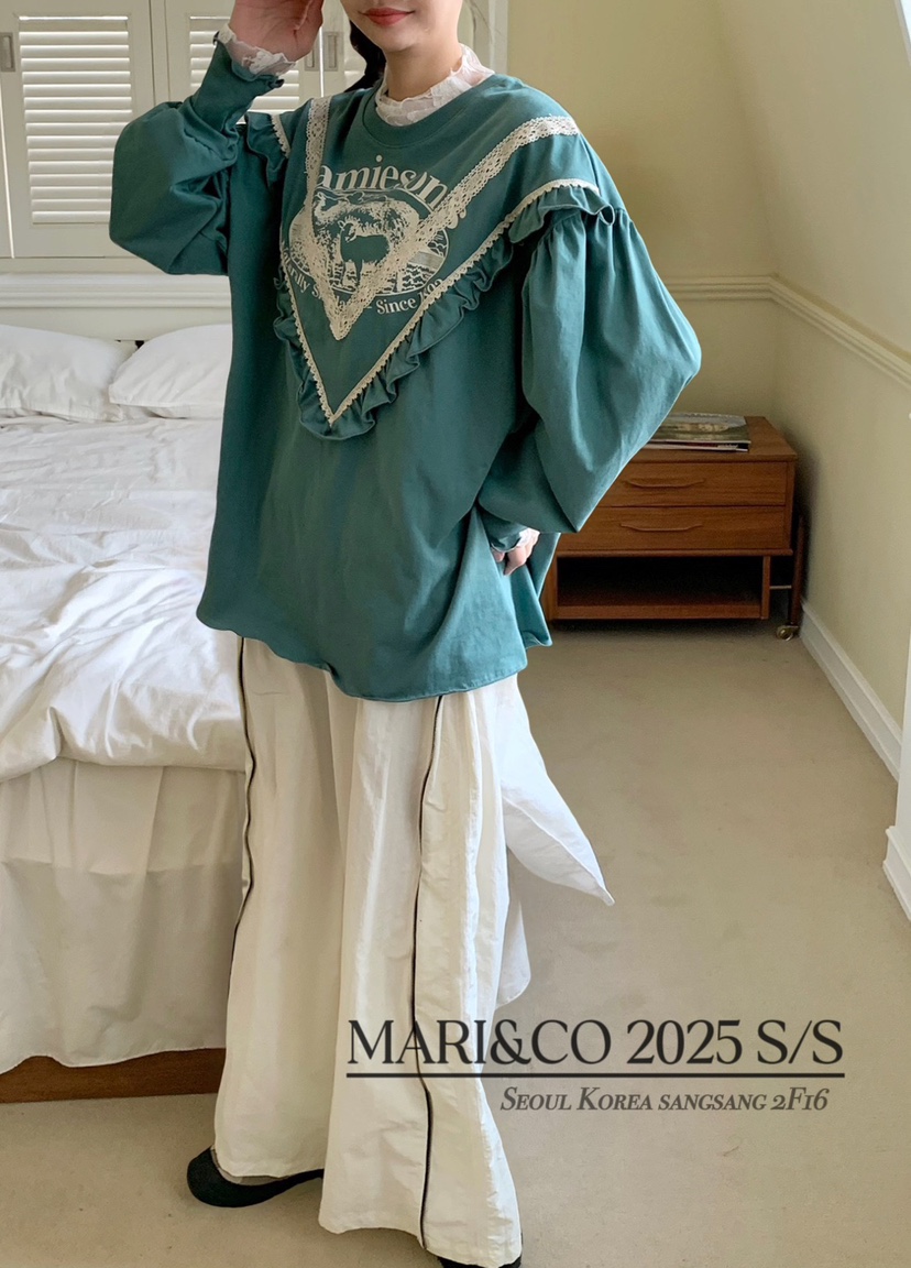 MARI CO韓國㊣直郵東大門代購女裝新品熱賣休閑25春夏長袖T恤MARI CO長袖T恤