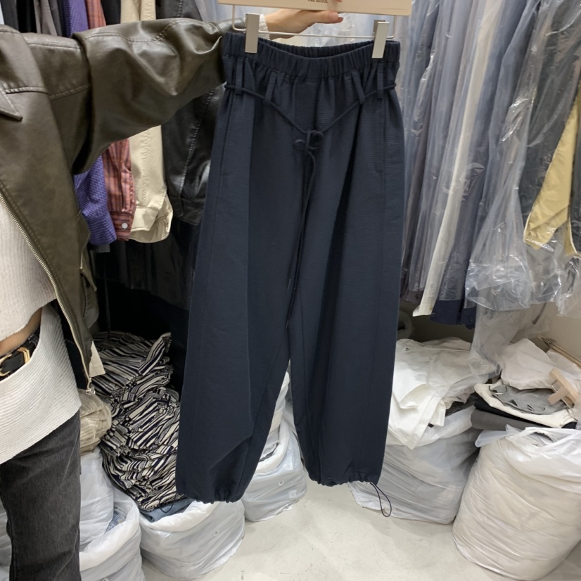 FRE直郵韓國代購㊣女裝新品熱賣時尚25春夏休閑褲含腰繩柔軟FRE休閑褲