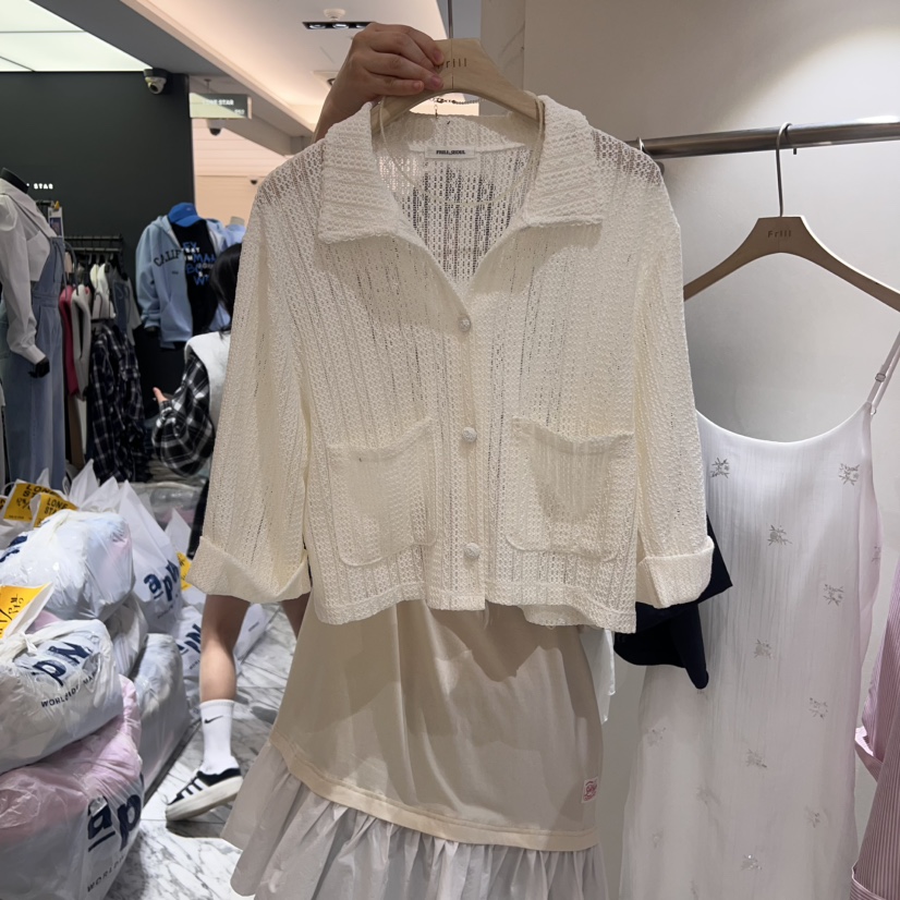 FRILL直郵韓國代購㊣女裝新款休閑時尚人氣襯衫蕾絲衫羊毛衫FRILL襯衫/蕾絲衫