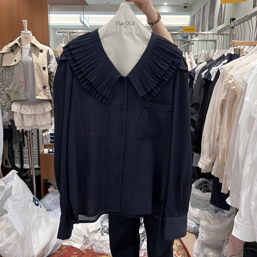 OGI韓國直郵女裝新品休閑25春夏時尚真品職業推薦襯衫蕾絲衫FLat OGI襯衫/蕾絲衫圖色2