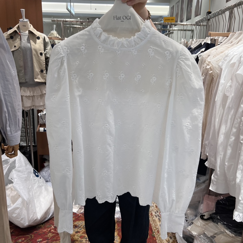 OGI東大門實拍女裝新品休閑熱賣真品25春夏時尚職業襯衫蕾絲衫FLat OGI襯衫/蕾絲衫圖色2