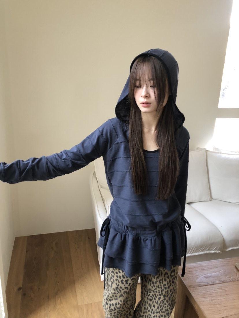FLASH東大門代購女裝新款職業時尚人氣真品熱賣長袖T恤連帽FLASH長袖T恤圖色2