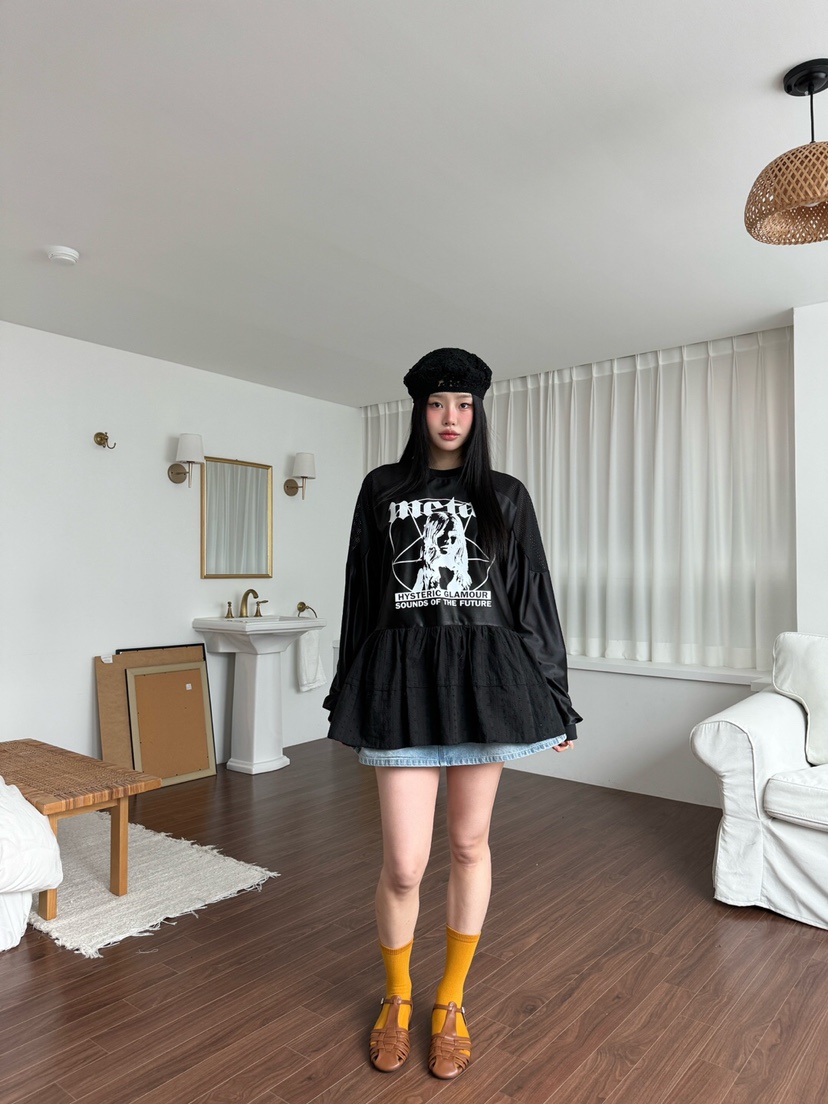 MAISONDEGLORY東大門實拍女裝新品25春夏時尚真品休閑長袖T恤MAISON DE GLORY長袖T恤