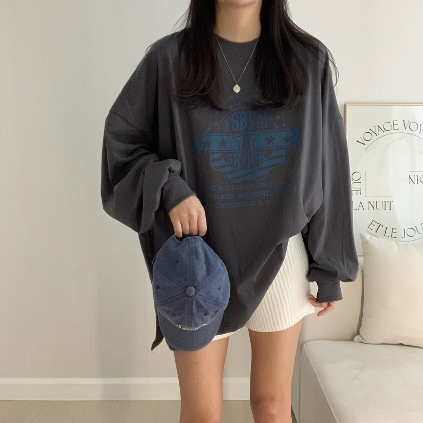 HELLO JINI韓國代購女士新品人氣25春夏熱賣休閑時尚長袖T恤HELLO JINI長袖T恤
