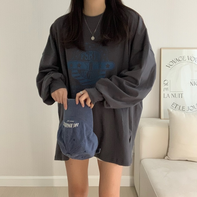 HELLO JINI韓國代購女士新品人氣25春夏熱賣休閑時尚長袖T恤HELLO JINI長袖T恤