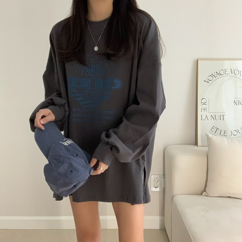 HELLO JINI韓國代購女士新品人氣25春夏熱賣休閑時尚長袖T恤HELLO JINI長袖T恤