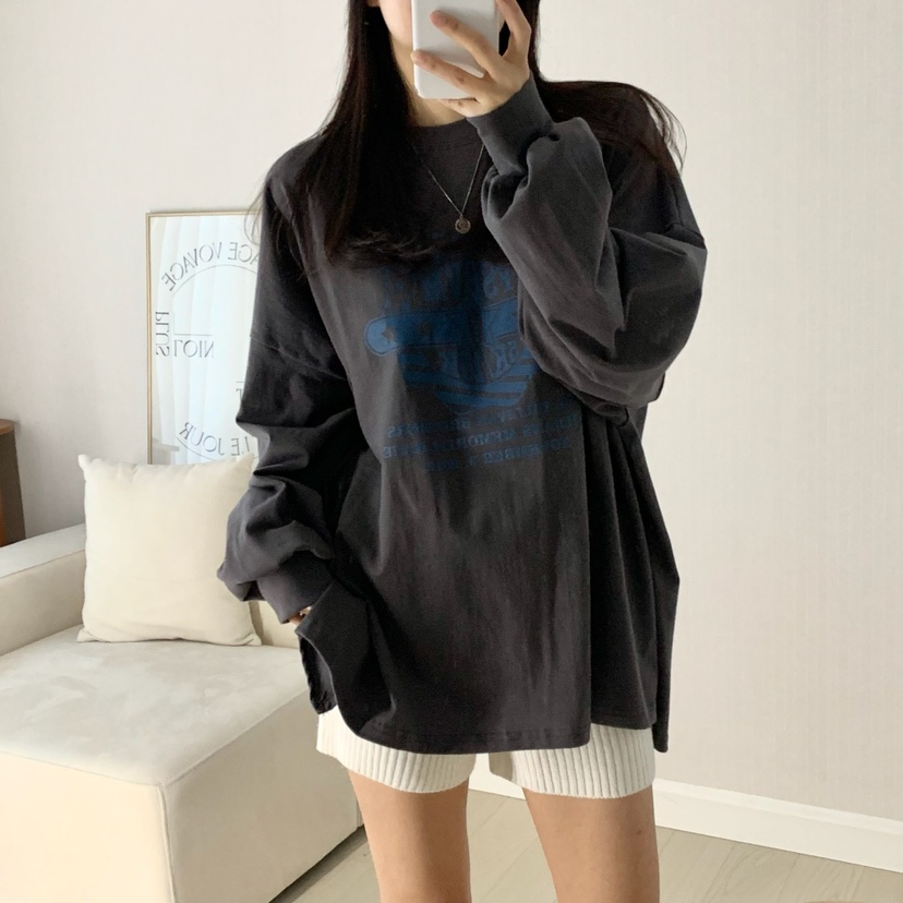 HELLO JINI韓國代購女士新品人氣25春夏熱賣休閑時尚長袖T恤HELLO JINI長袖T恤
