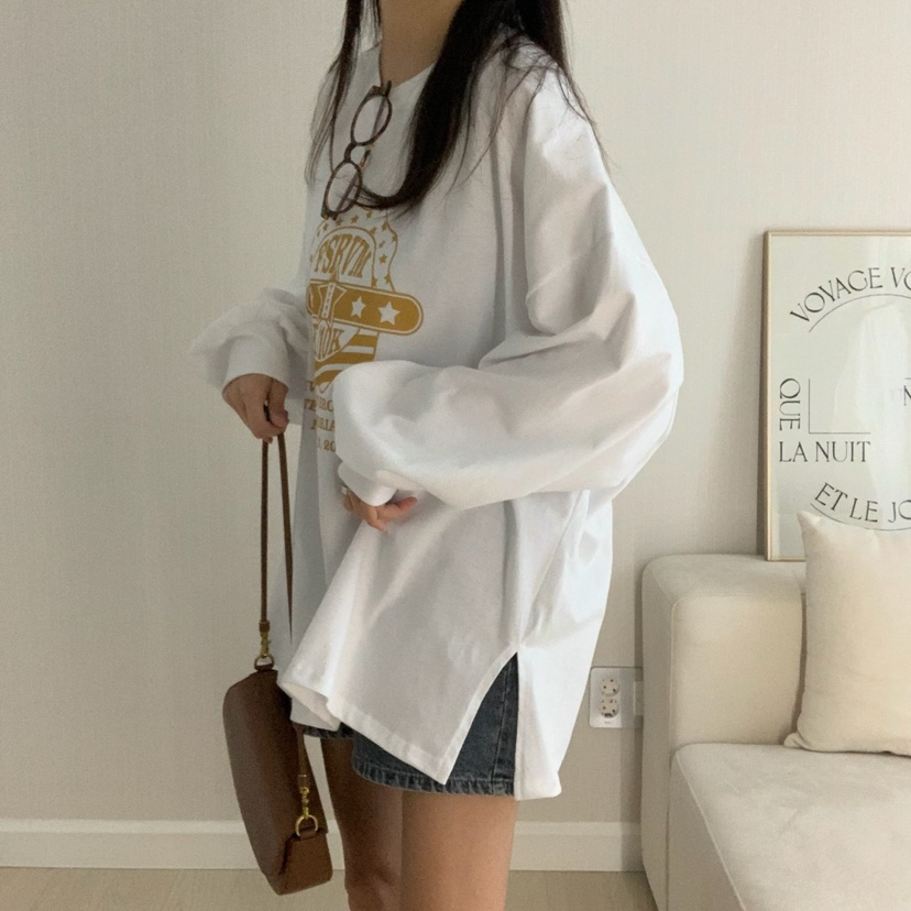 HELLO JINI韓國代購女士新品人氣25春夏熱賣休閑時尚長袖T恤HELLO JINI長袖T恤