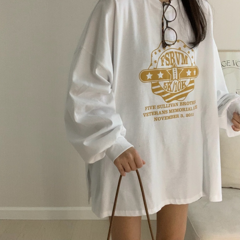 HELLO JINI韓國代購女士新品人氣25春夏熱賣休閑時尚長袖T恤HELLO JINI長袖T恤