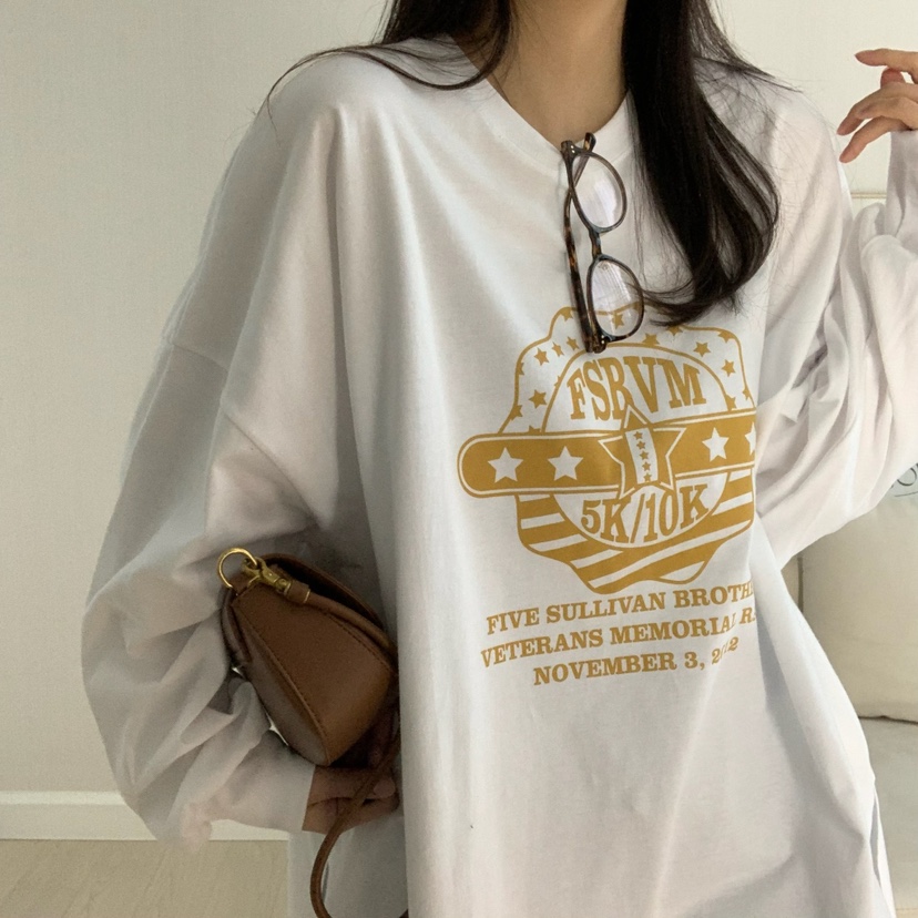 HELLO JINI韓國代購女士新品人氣25春夏熱賣休閑時尚長袖T恤HELLO JINI長袖T恤