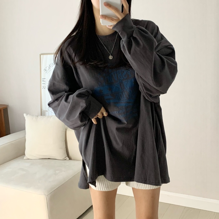 HELLO JINI韓國代購女士新品人氣25春夏熱賣休閑時尚長袖T恤HELLO JINI長袖T恤