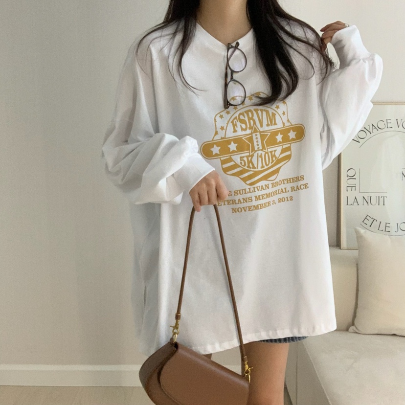 HELLO JINI韓國代購女士新品人氣25春夏熱賣休閑時尚長袖T恤HELLO JINI長袖T恤圖色2