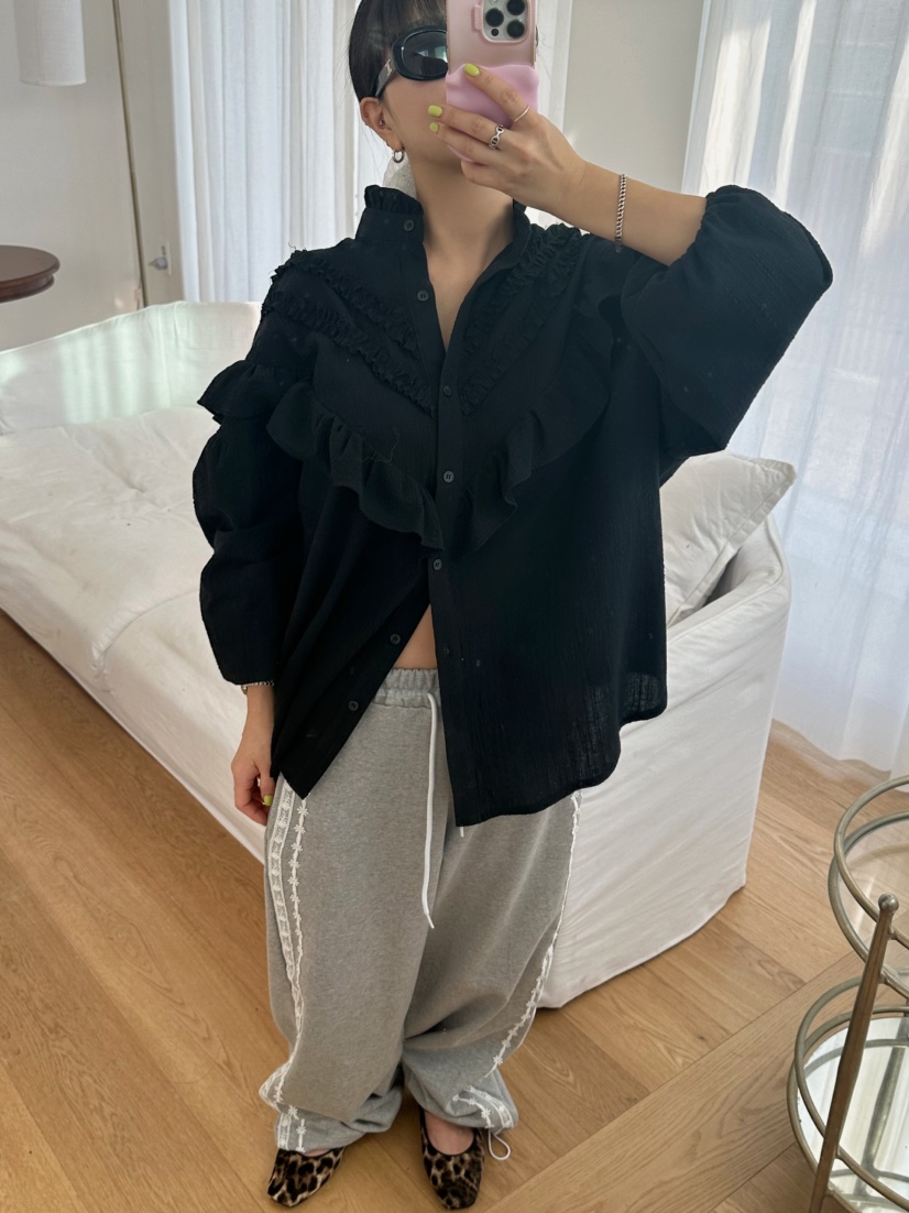 BYRING東大門代購女士新款25春夏推薦真品休閑時尚襯衫蕾絲衫BYRING襯衫/蕾絲衫