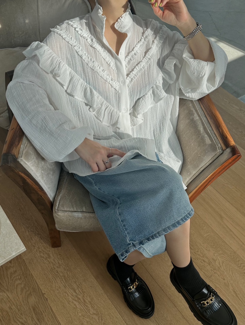 BYRING東大門代購女士新款25春夏推薦真品休閑時尚襯衫蕾絲衫BYRING襯衫/蕾絲衫圖色1