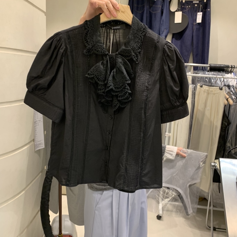 SALONDEMAG韓國直郵女士新款25春夏休閑襯衫蕾絲衫荷葉邊蕾絲SALONDEMAG襯衫/蕾絲衫圖色2