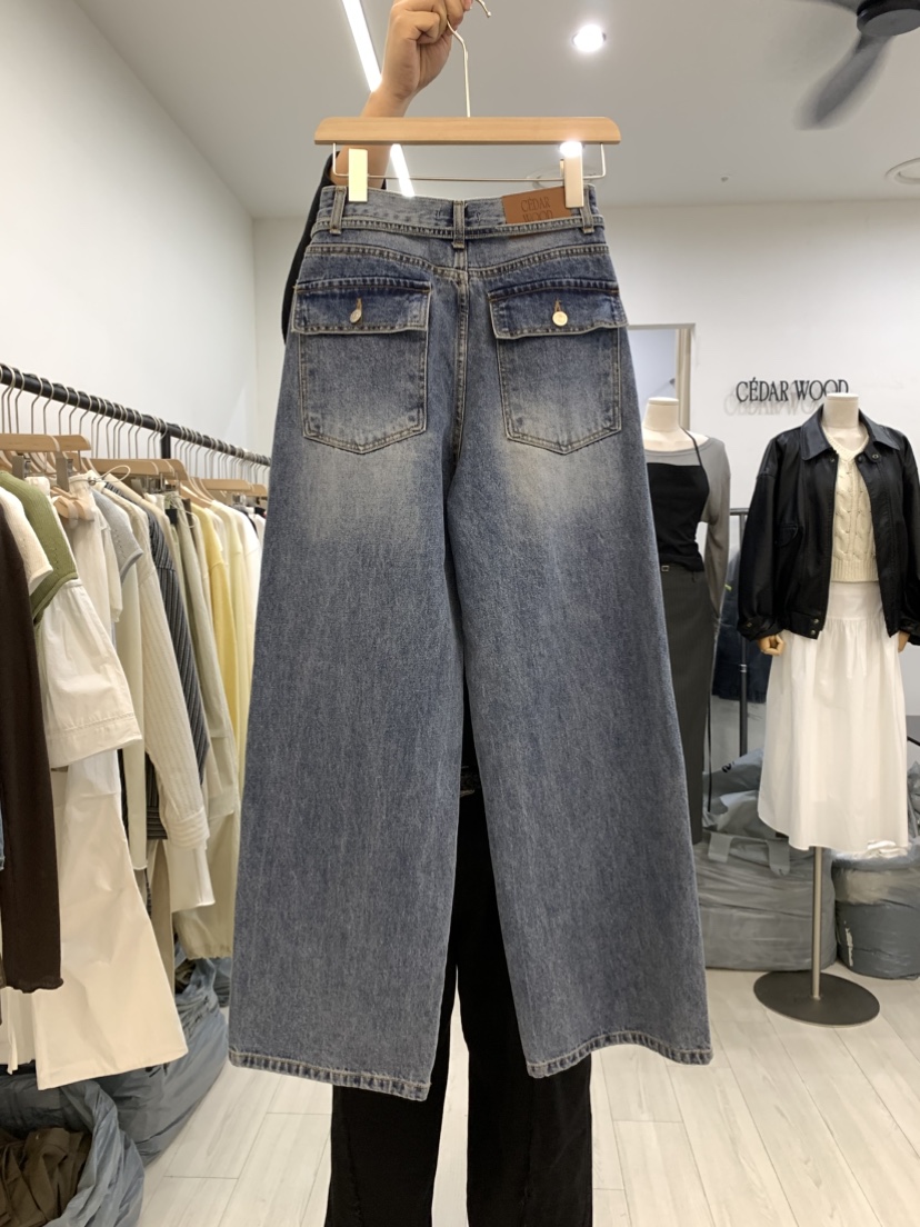 CEDARWOOD韓國直郵女士新款25春夏休閑推薦真品職業人氣牛仔褲CEDARWOOD牛仔褲