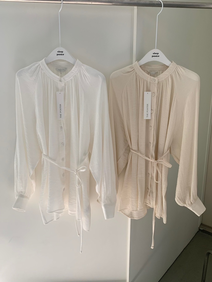 SHOP POSTER東大門實拍女裝新品時尚職業襯衫蕾絲衫含腰繩SHOP_POSTER襯衫/蕾絲衫
