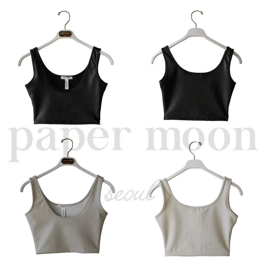 PAPERMOON東大門直郵女士新品熱賣推薦人氣吊帶背心皮革短款paper moon吊帶/背心