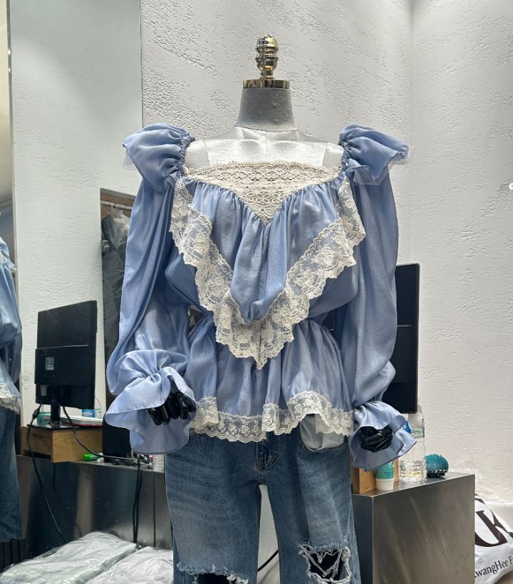 CHARLES THE SECOND韓國直郵㊣東大門實拍女裝新款人氣襯衫蕾絲衫CHARLES THE SECOND/CHEAP-CHIC襯衫/蕾絲衫圖色1