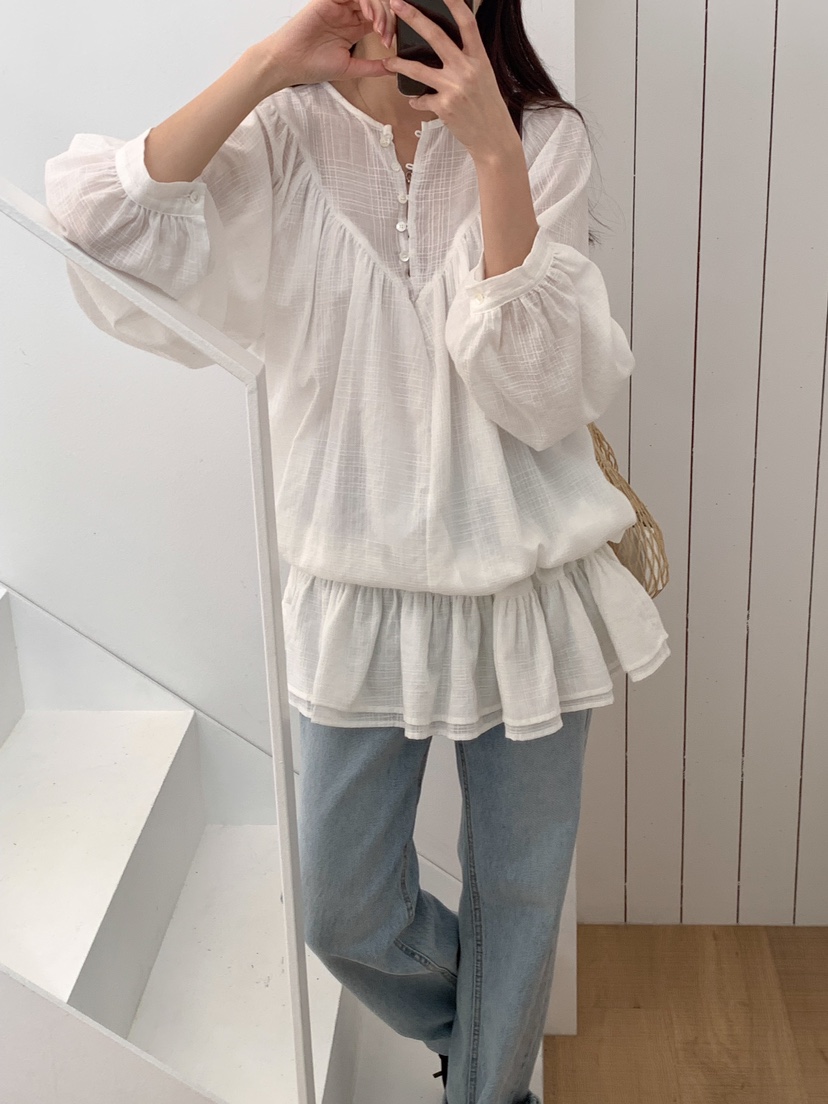 FRILL-T韓國直郵㊣東大門實拍女裝新品人氣職業襯衫蕾絲衫FRILL-T襯衫/蕾絲衫