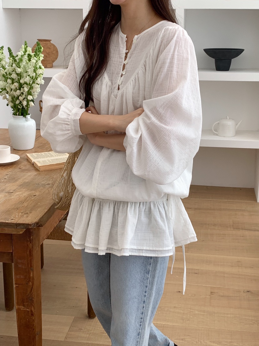 FRILL-T韓國直郵㊣東大門實拍女裝新品人氣職業襯衫蕾絲衫FRILL-T襯衫/蕾絲衫