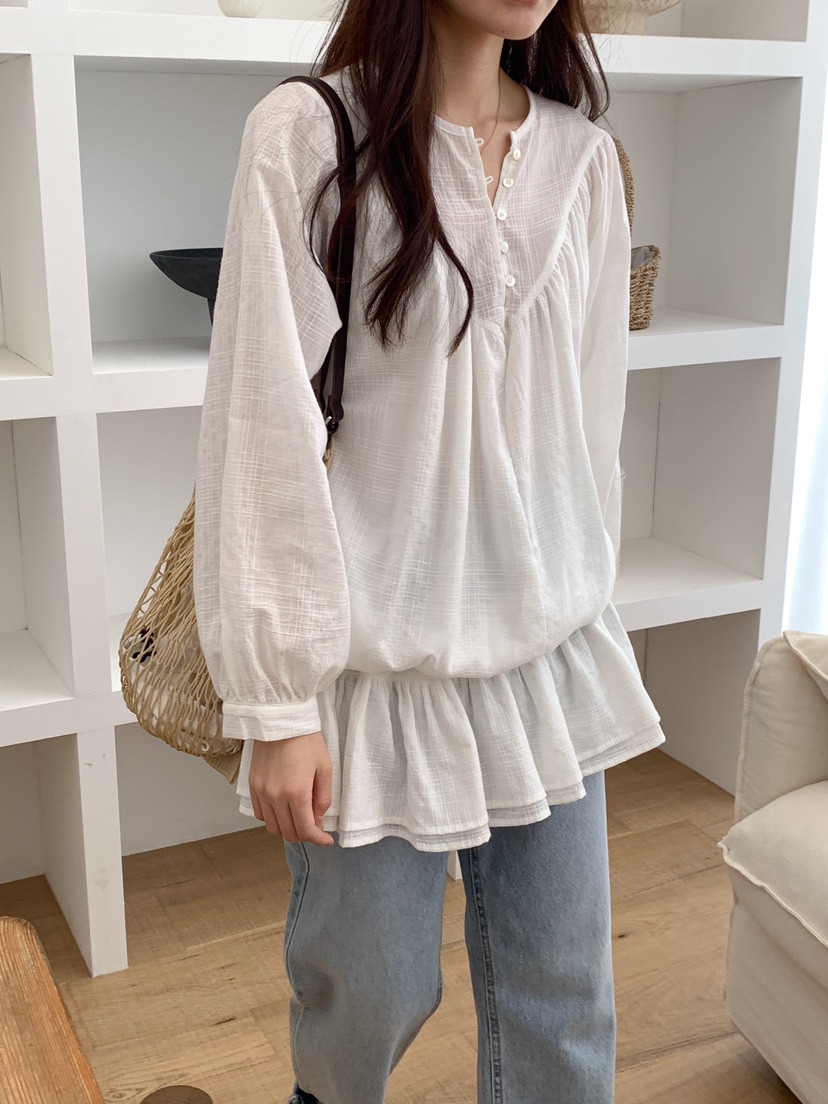 FRILL-T韓國直郵㊣東大門實拍女裝新品人氣職業襯衫蕾絲衫FRILL-T襯衫/蕾絲衫